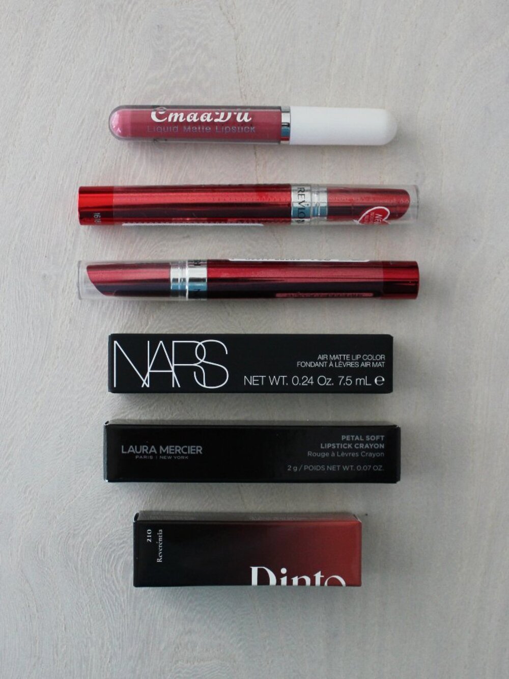 NEW Bundle of 6 Full Size Lip Color Products Nars, Laura Mercier, Revlon & Dinto